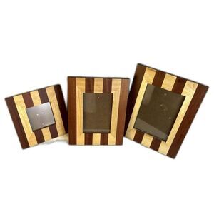 (3) Two Tone Wooden Picture Frames Wall Hung or Shelf Stand